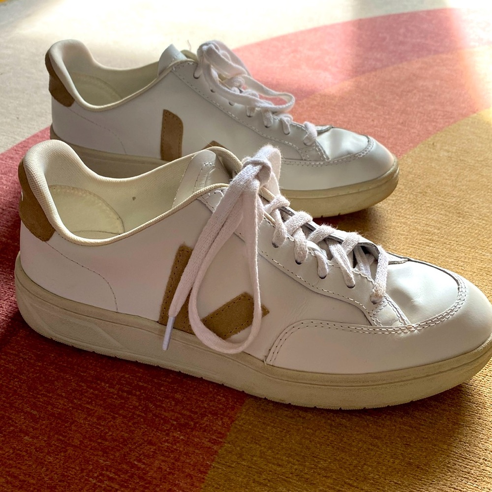 Veja V-12 Leather White Dune Sneakers Size W10/M8
